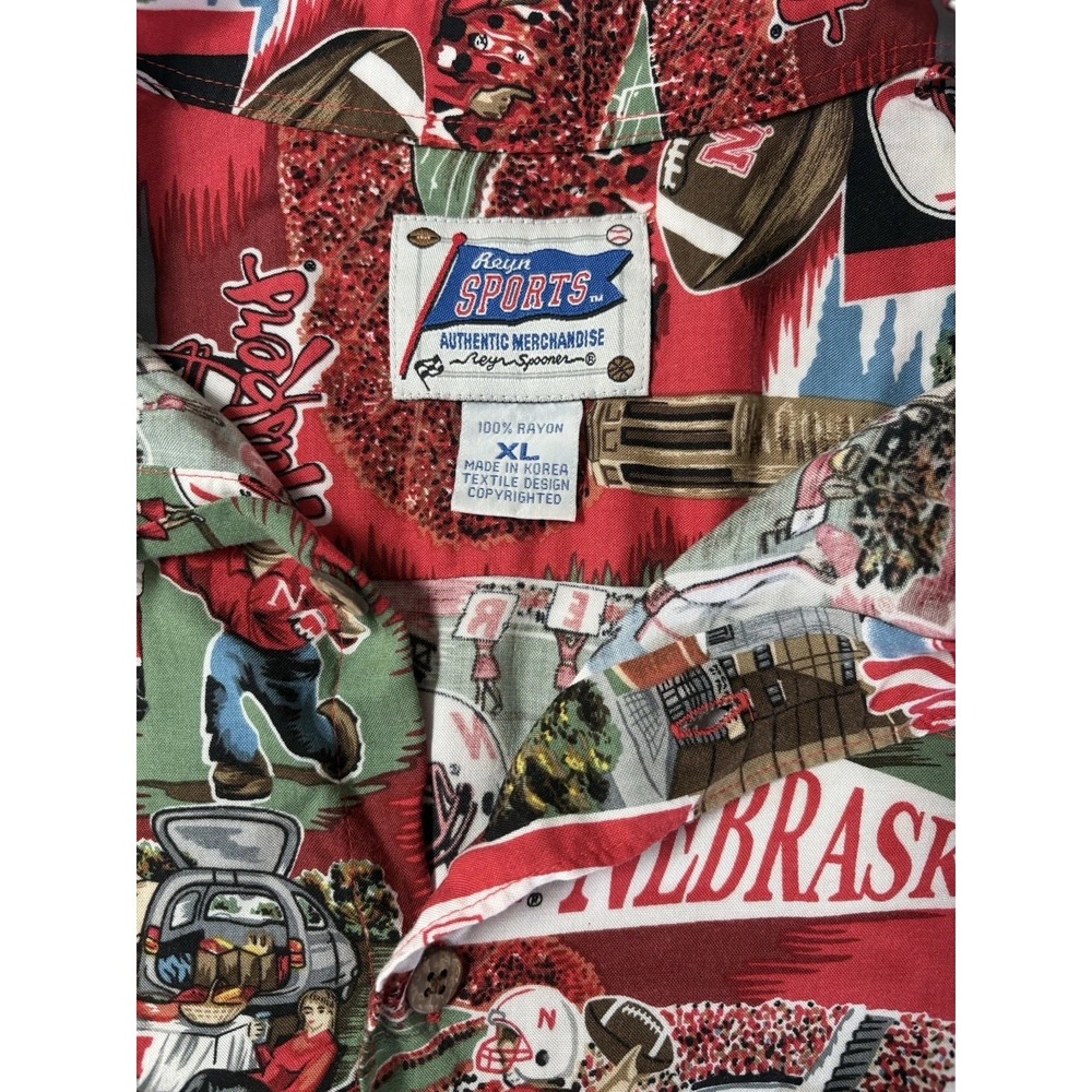 Vintage Reyn Spooner Nebraska Cornhuskers Rayon Hawaiian Shirt Men's XL RARE - Picture 4 of 9